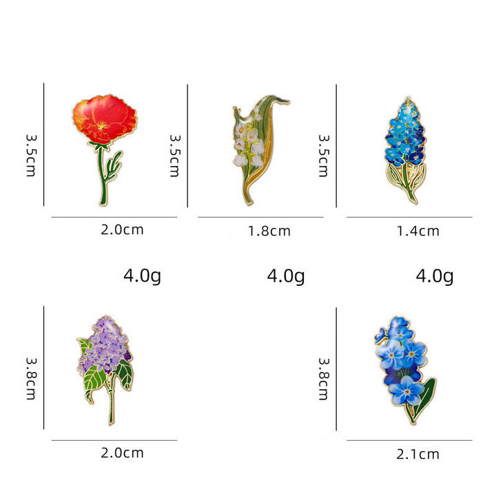 Buddha Stones Kleine Vergissmeinnicht-Kornblume, Mohnblume, Maiglöckchen, Hortensie, Lupine, Kupferbrosche - image 5