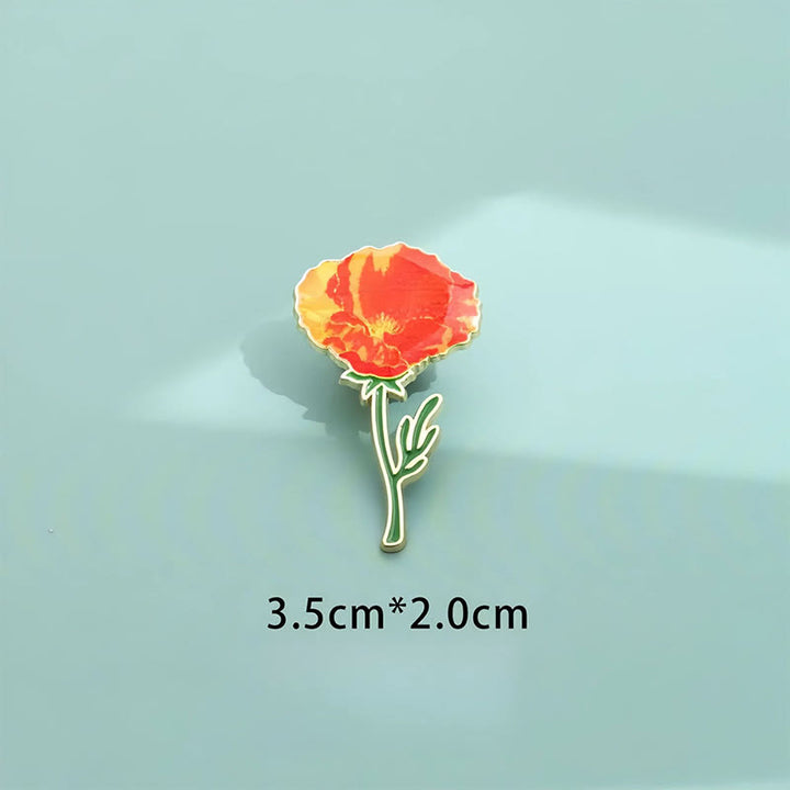 Buddha Stones Kleine Vergissmeinnicht-Kornblume, Mohnblume, Maiglöckchen, Hortensie, Lupine, Kupferbrosche - Mohnblume 2 x 3,5 cm - image 1