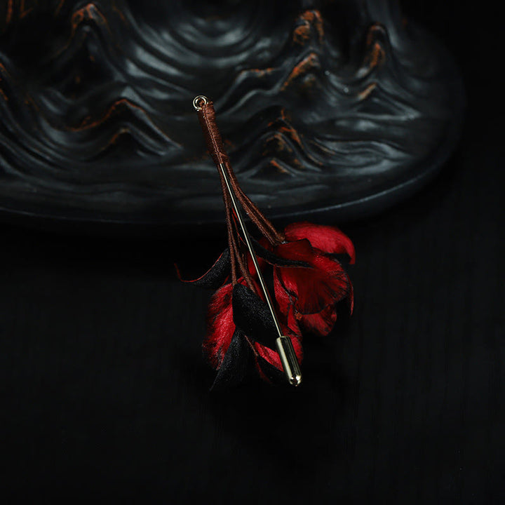 Buddha Stones Handgefertigte Seidenbrosche mit Alpenveilchen-Motiv (Cyclamen persicum) als Segenssymbol - image 5