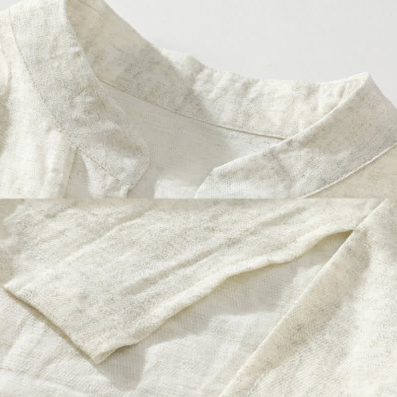 Buddha Stones Sommerliches Dai-Ethno-T-Shirt für Herren mit kurzen Ärmeln, gekerbtem Kragen und Knöpfen - image 7