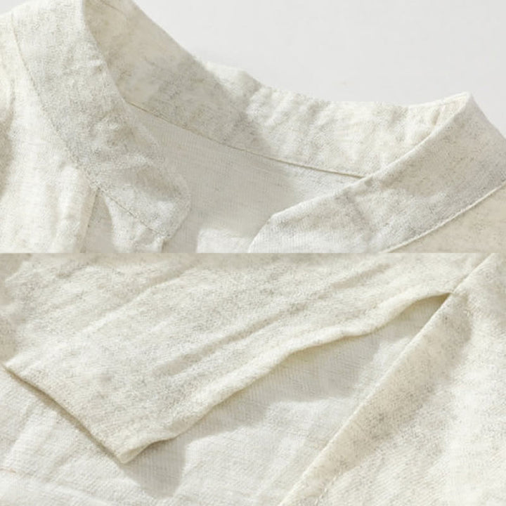 Buddha Stones Sommerliches Dai-Ethno-T-Shirt für Herren mit kurzen Ärmeln, gekerbtem Kragen und Knöpfen - image 7