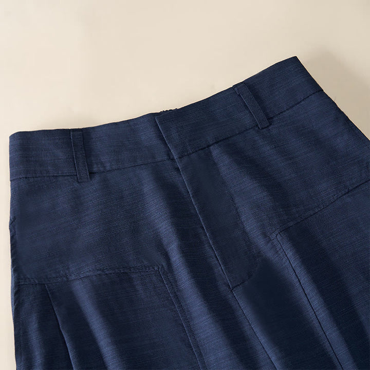 Buddha Stones Schlichte, weite Damen-Baumwollhose mit Reißverschluss und Taschen - image 4