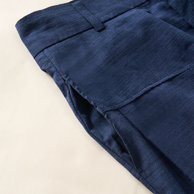 Buddha Stones Schlichte, weite Damen-Baumwollhose mit Reißverschluss und Taschen - image 7