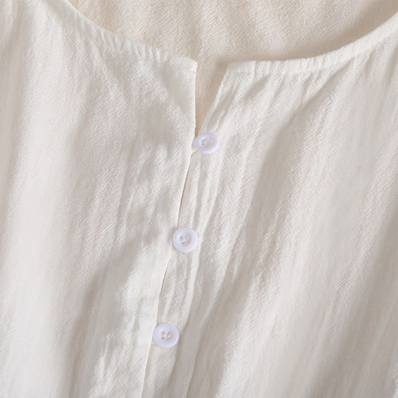 Buddha Stones -Stickerei, geometrisches Muster, halblange Ärmel, Damen-Midikleid mit Taschen - image 4