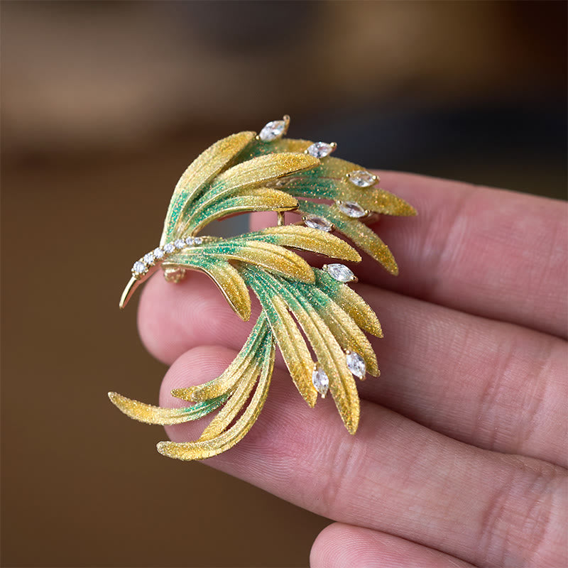 Buddha Stones Kupferbrosche „Phönixfederstärke“ - image 2