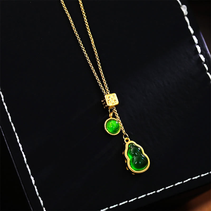 Buddha Stones Halskettenanhänger aus grünem Achat mit Kupfereinlage – Glücksbringer - Kürbis (Anhängergröße: ca. 2,3 x 1 cm) - image 1