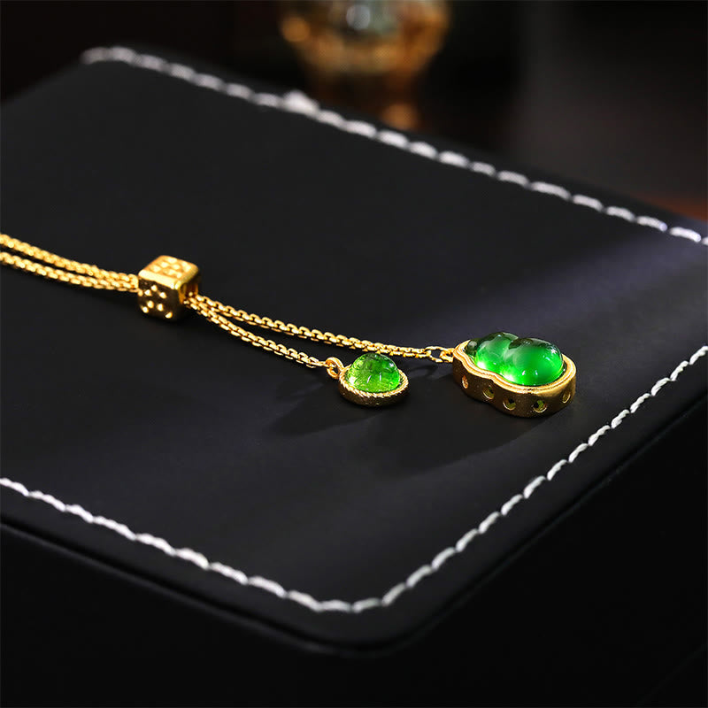 Buddha Stones Halskettenanhänger aus grünem Achat mit Kupfereinlage – Glücksbringer - image 3