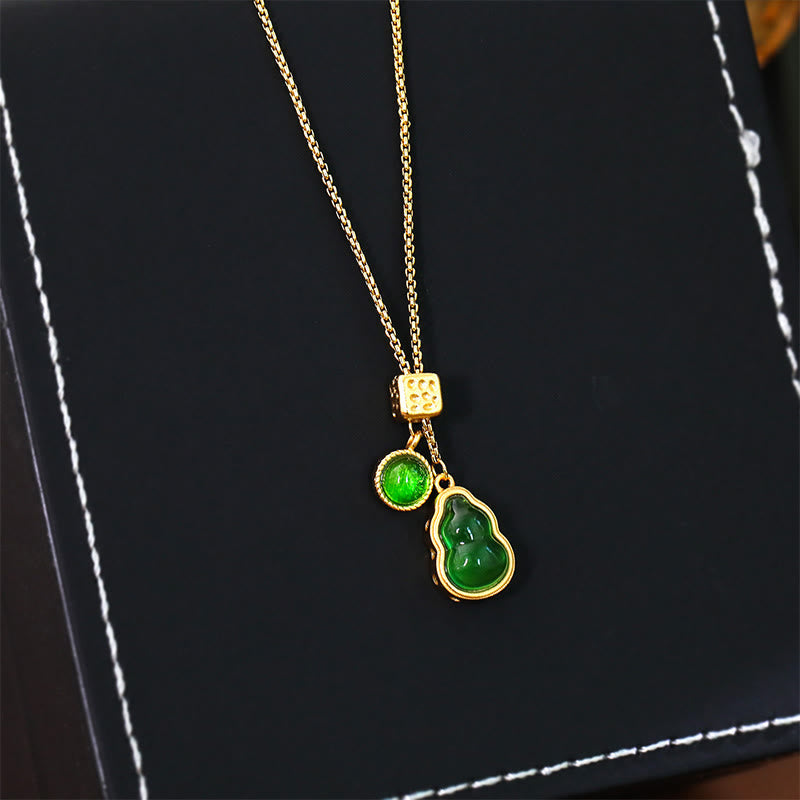 Buddha Stones Halskettenanhänger aus grünem Achat mit Kupfereinlage – Glücksbringer - image 2