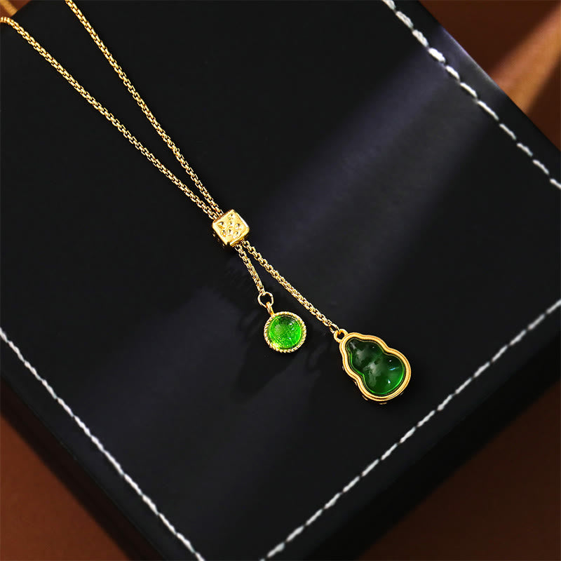 Buddha Stones Halskettenanhänger aus grünem Achat mit Kupfereinlage – Glücksbringer - image 0