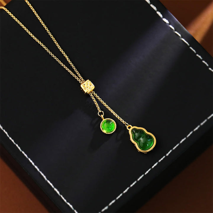 Buddha Stones Halskettenanhänger aus grünem Achat mit Kupfereinlage – Glücksbringer - image 0