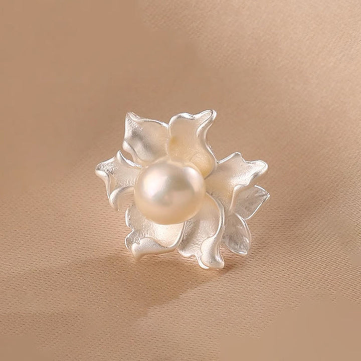 Buddha Stones Ohrstecker mit heilender Blume aus Naturperle und Kupfer - image 3