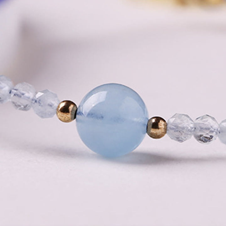 Buddha Stones Friedensarmband mit ultrafeinem, 2 mm facettiertem Aquamarin-Perlenschliff - image 11