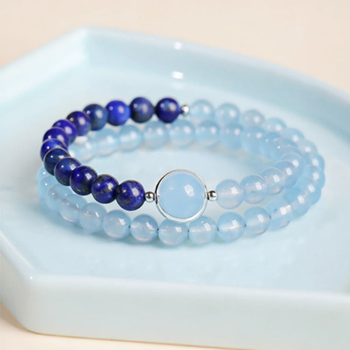Buddha Stones Natürliches Heilarmband aus Aquamarin und Lapislazuli - image 2