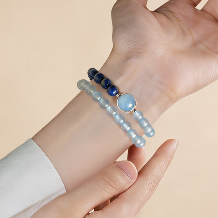 Buddha Stones Natürliches Heilarmband aus Aquamarin und Lapislazuli - image 3