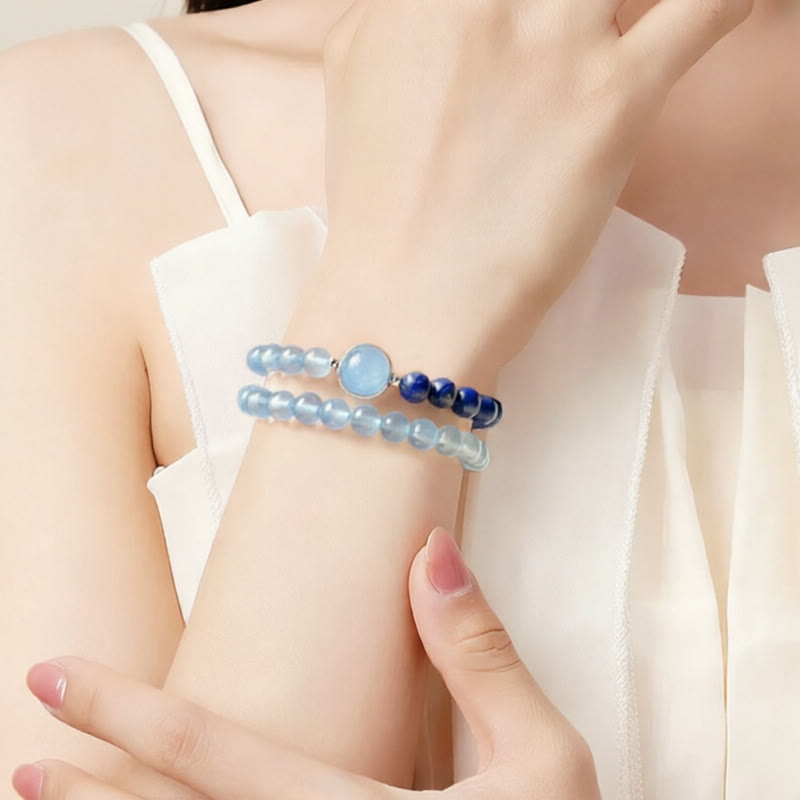 Buddha Stones Natürliches Heilarmband aus Aquamarin und Lapislazuli - image 4