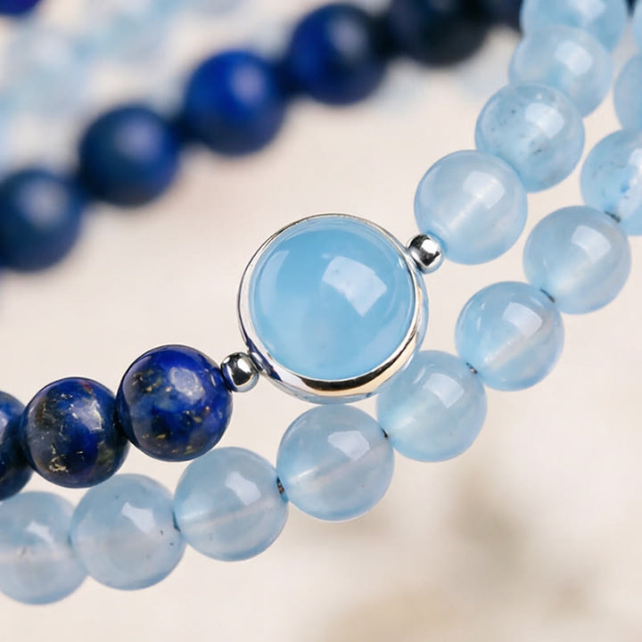 Buddha Stones Natürliches Heilarmband aus Aquamarin und Lapislazuli - image 9