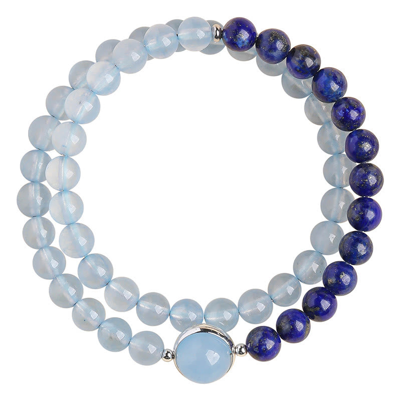 Buddha Stones Natürliches Heilarmband aus Aquamarin und Lapislazuli - image 8