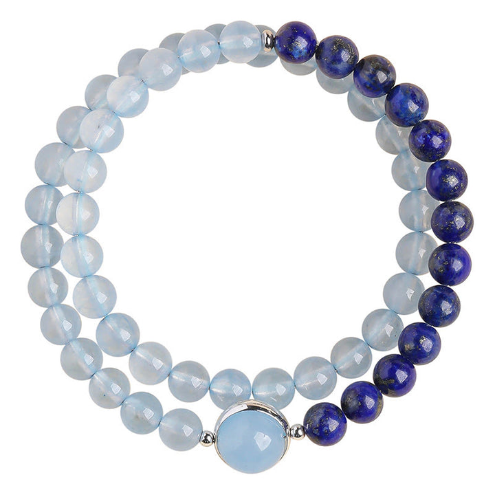 Buddha Stones Natürliches Heilarmband aus Aquamarin und Lapislazuli - image 8