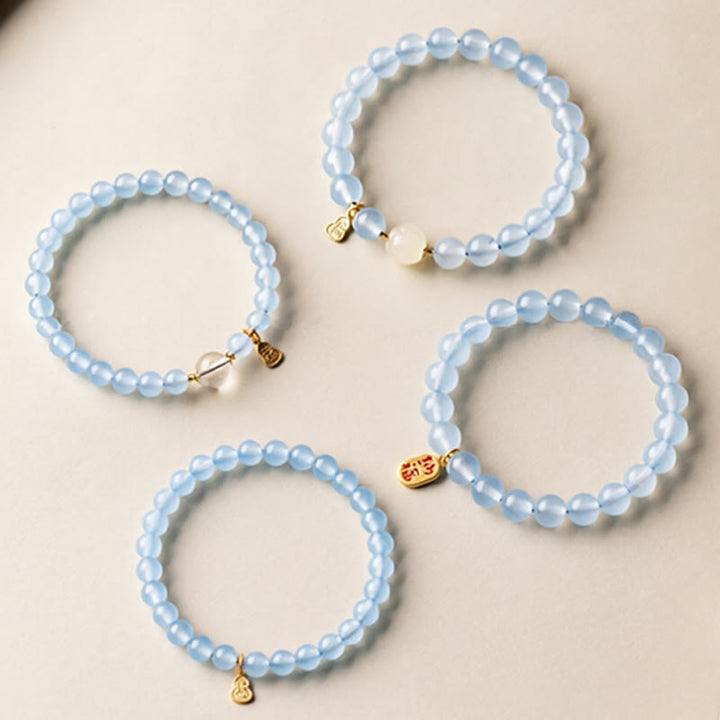 Buddha Stones Natürliches Aquamarin-Fu-Charakter-Glücks- und Heilarmband - image 9
