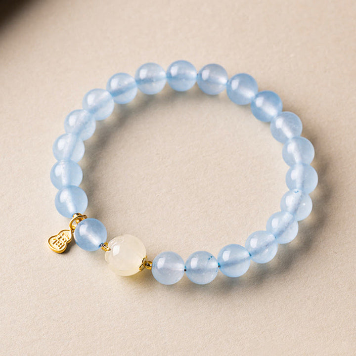Buddha Stones Natürliches Aquamarin-Fu-Charakter-Glücks- und Heilarmband - image 3