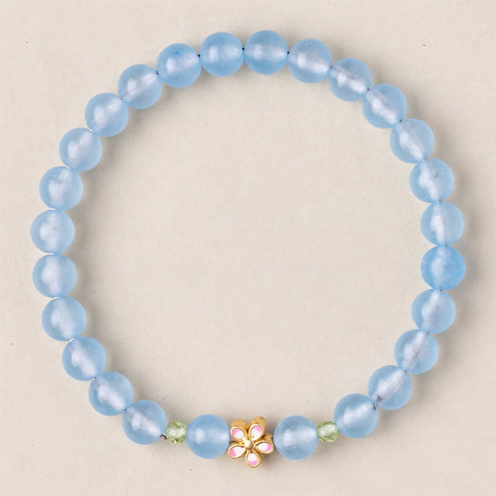 Buddha Stones Natürliches Aquamarin-Blumenarmband aus vergoldetem Kupfer mit Heilwirkung - image 4