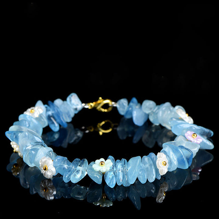 Buddha Stones Armband aus natürlichem Aquamarin, Peridot, Erdbeerquarz und verschiedenen Kristallen – Gelassenheit - Aquamarin (Handgelenkumfang: 14-15 cm) - image 6