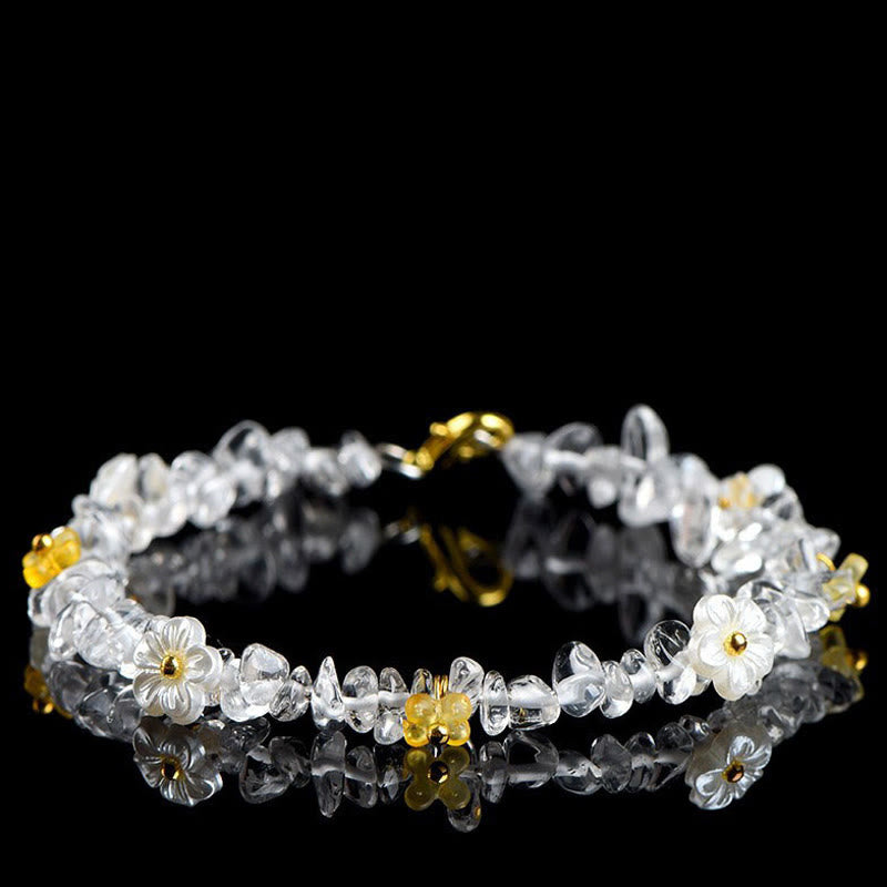 Buddha Stones Armband aus natürlichem Aquamarin, Peridot, Erdbeerquarz und verschiedenen Kristallen – Gelassenheit - Weißer Kristall (Handgelenkumfang: 14-15 cm) - image 29