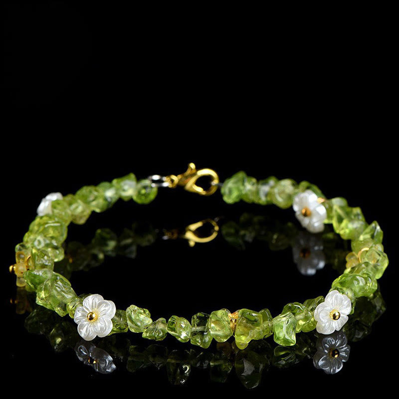 Buddha Stones Armband aus natürlichem Aquamarin, Peridot, Erdbeerquarz und verschiedenen Kristallen – Gelassenheit - Peridot (Handgelenkumfang: 14-15 cm) - image 12