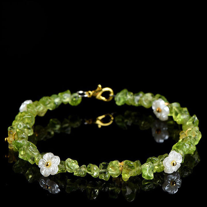 Buddha Stones Armband aus natürlichem Aquamarin, Peridot, Erdbeerquarz und verschiedenen Kristallen – Gelassenheit - Peridot (Handgelenkumfang: 14-15 cm) - image 12