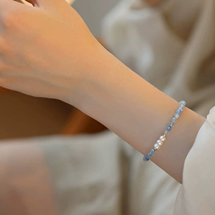 Buddha Stones Natürliches Aquamarin-Perlenarmband (4 mm) – Gelassenheit - image 9