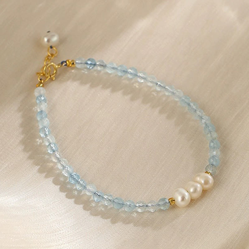 Buddha Stones Natürliches Aquamarin-Perlenarmband (4 mm) – Gelassenheit - Aquamarinperle (Handgelenkumfang: 14-15 cm) - image 6
