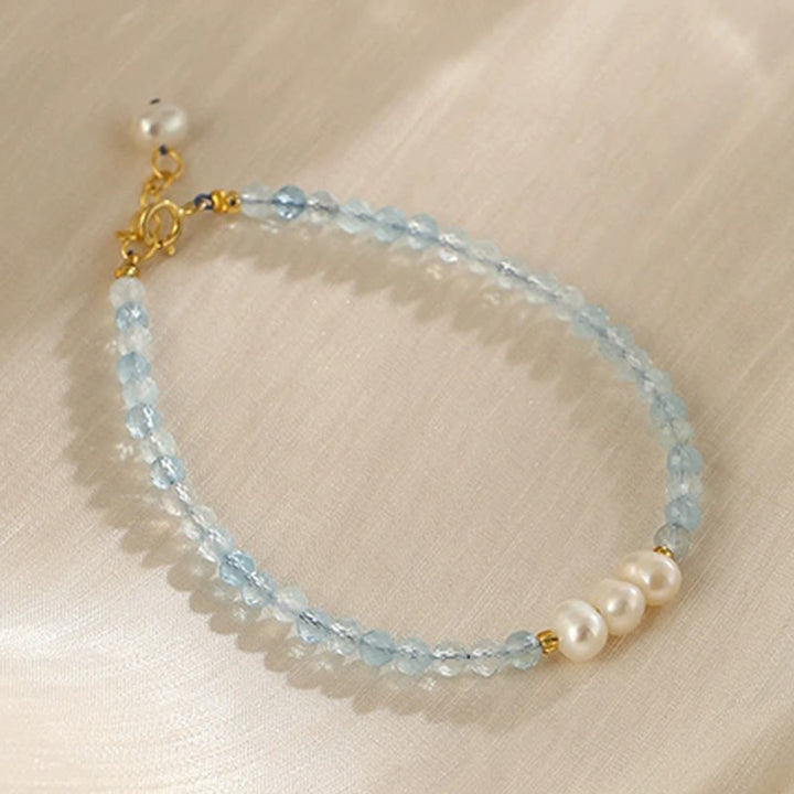 Buddha Stones Natürliches Aquamarin-Perlenarmband (4 mm) – Gelassenheit - Aquamarinperle (Handgelenkumfang: 14-15 cm) - image 6