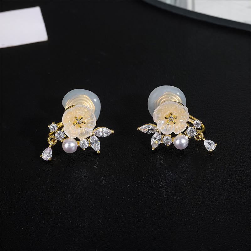 Buddha Stones Clip-Ohrstecker mit weißer Rose, Zirkonia und Kupferanhänger - Clip-Ohrringe - image 7