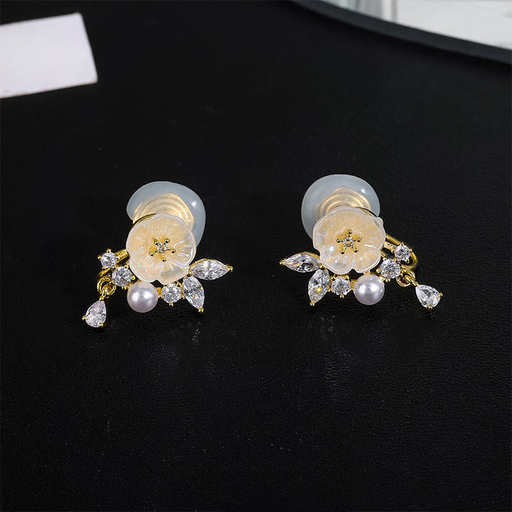 Buddha Stones Clip-Ohrstecker mit weißer Rose, Zirkonia und Kupferanhänger - Clip-Ohrringe - image 7