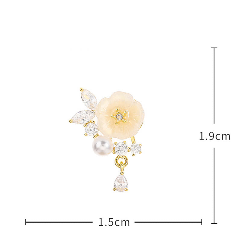 Buddha Stones Clip-Ohrstecker mit weißer Rose, Zirkonia und Kupferanhänger - image 6