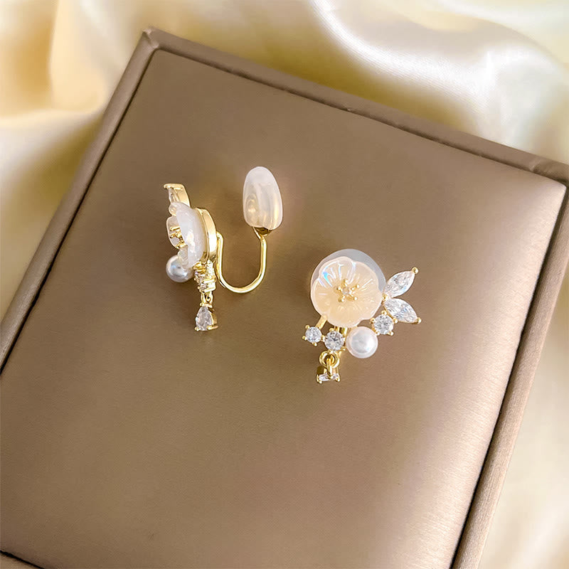 Buddha Stones Clip-Ohrstecker mit weißer Rose, Zirkonia und Kupferanhänger - image 8