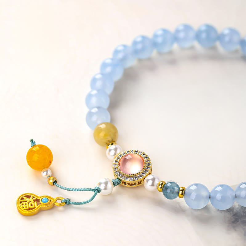 Buddha Stones Blaues Chalcedon-Fu-Charakter-Katzenpfoten-Heilarmband - image 7