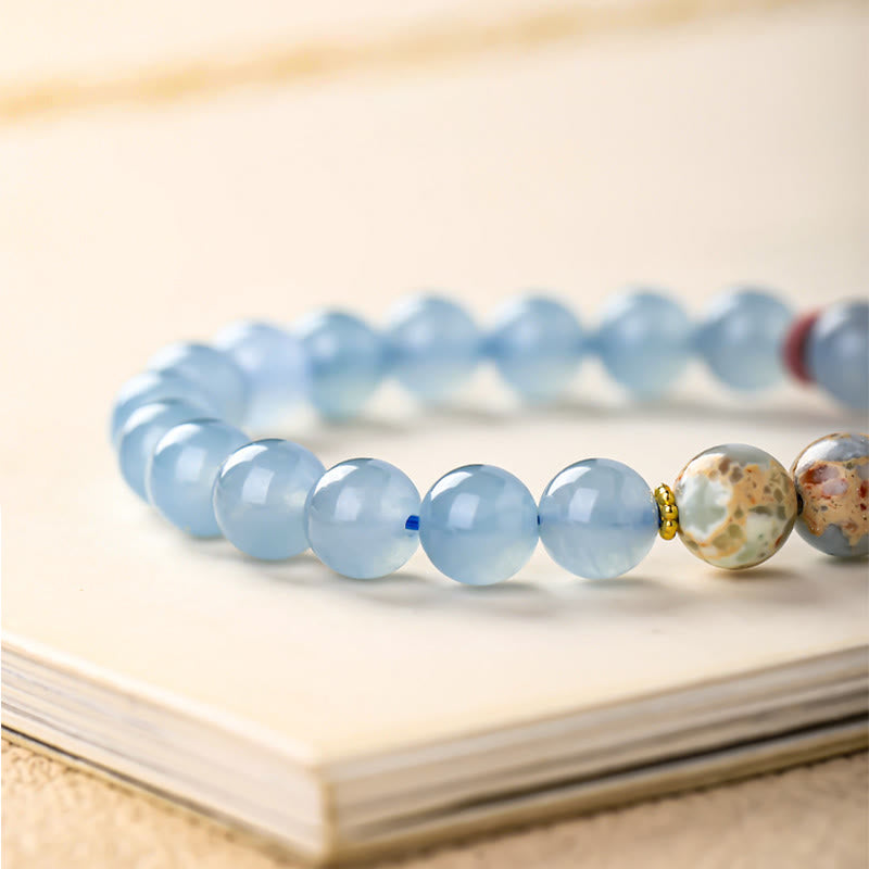 Buddha Stones Blaues Chalcedon-Fu-Charakter-Katzenpfoten-Heilarmband - image 6