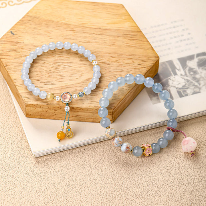 Buddha Stones Blaues Chalcedon-Fu-Charakter-Katzenpfoten-Heilarmband - image 5