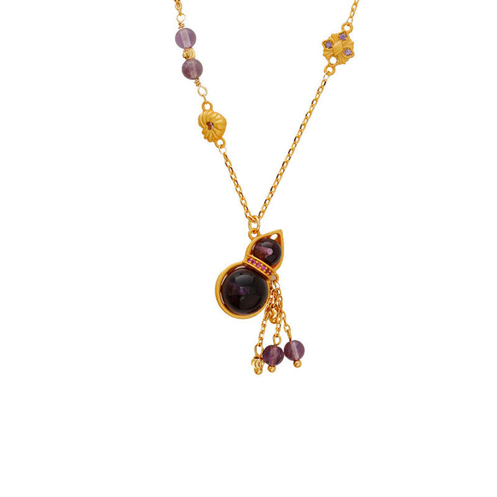 Buddha Stones Meditationshalskette mit Kürbisquaste, Amethyst und Kupferkette - image 6