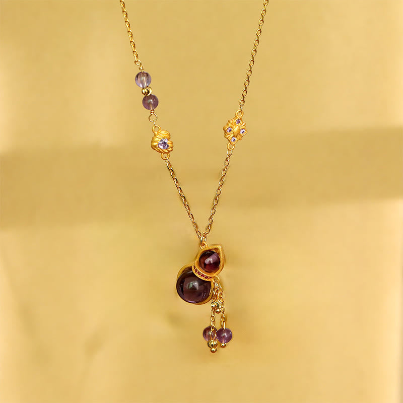 Buddha Stones Meditationshalskette mit Kürbisquaste, Amethyst und Kupferkette - image 5