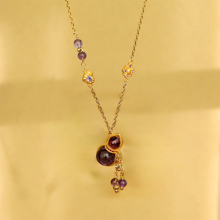 Buddha Stones Meditationshalskette mit Kürbisquaste, Amethyst und Kupferkette - image 5