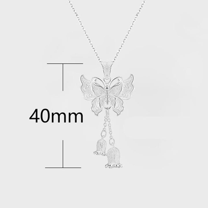 Buddha Stones Halskettenanhänger „Freiheit“ aus 999er Sterlingsilber mit Schmetterling und Maiglöckchenmotiv. - image 8