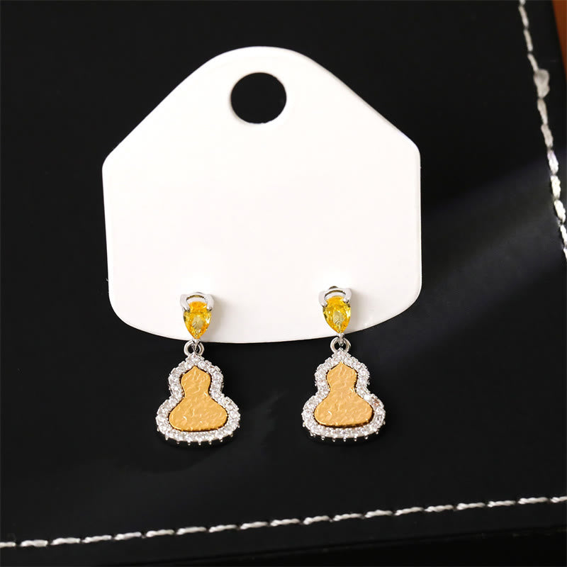 Buddha Stones Goldene Kürbis-Zirkon-Kupfer-Ohrstecker - image 5
