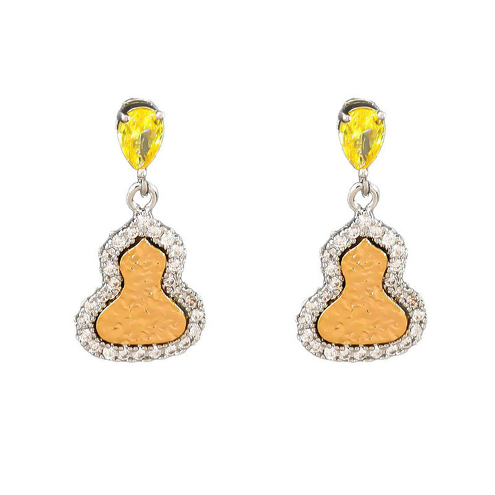 Buddha Stones Goldene Kürbis-Zirkon-Kupfer-Ohrstecker - image 6