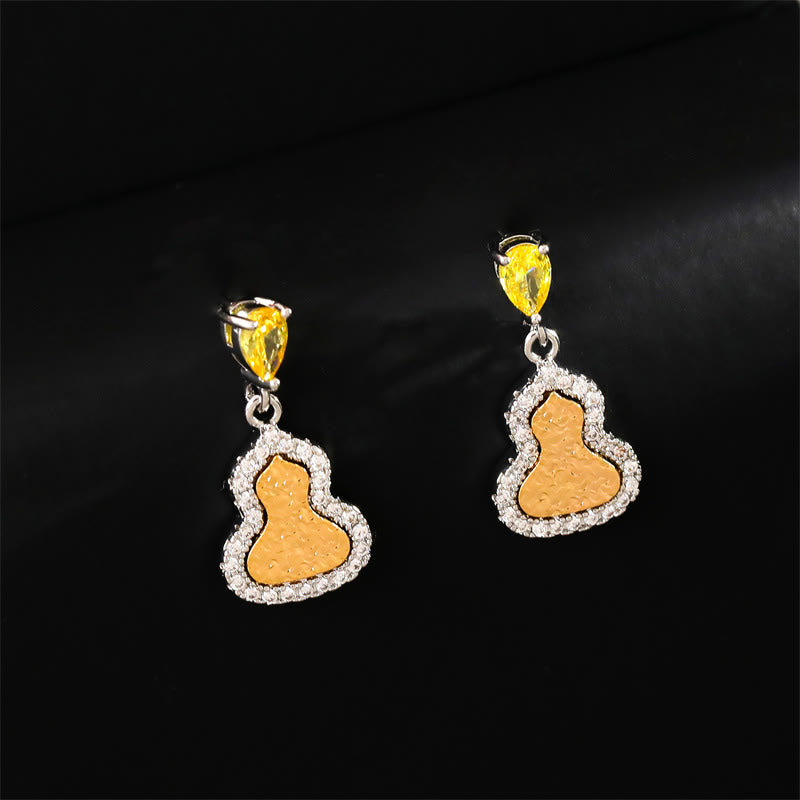 Buddha Stones Goldene Kürbis-Zirkon-Kupfer-Ohrstecker - Kürbis (925 Sterling Silber Ohrstecker) - image 0