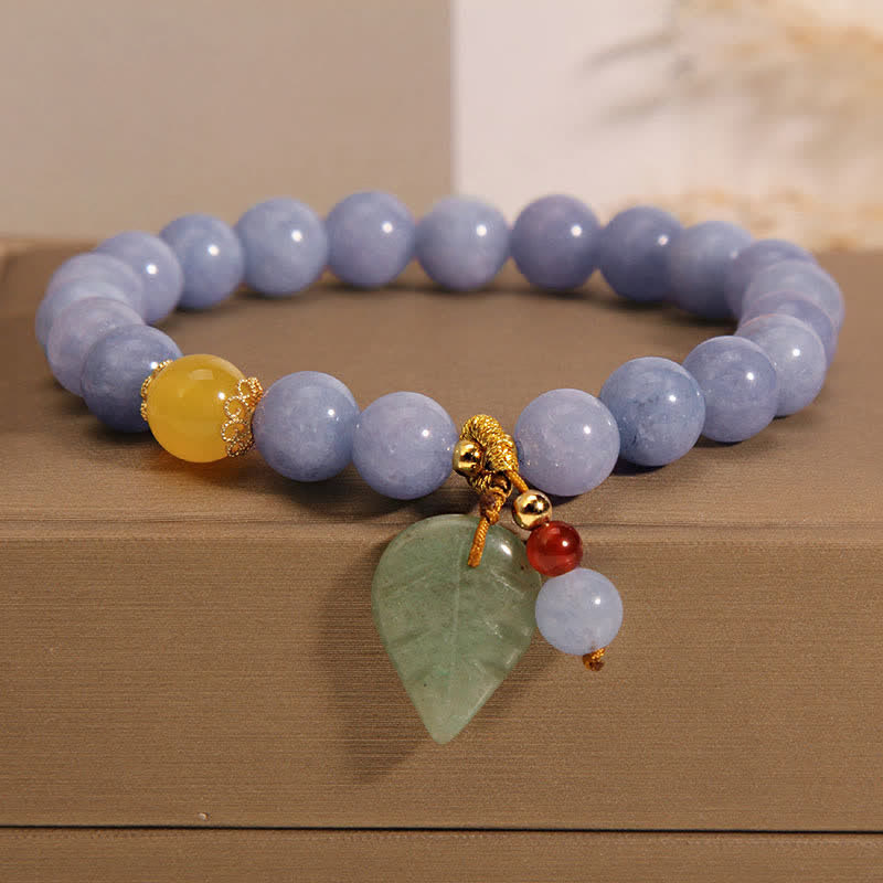 Buddha Stones Aquamarin-Jade-Blatt-Heilungs-Charm-Armband - Aquamarin (Frieden♥Gelassenheit) - image 0