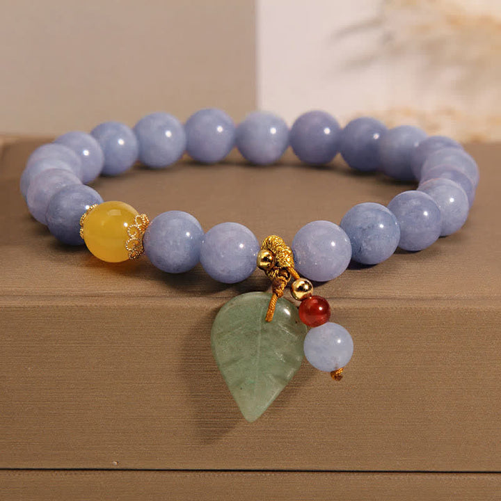 Buddha Stones Aquamarin-Jade-Blatt-Heilungs-Charm-Armband - Aquamarin (Frieden♥Gelassenheit) - image 0