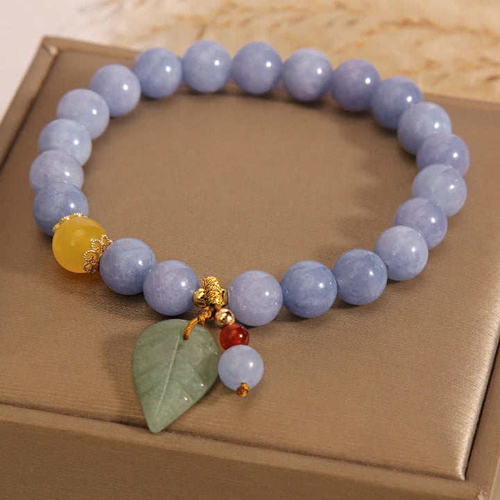 Buddha Stones Aquamarin-Jade-Blatt-Heilungs-Charm-Armband - image 3