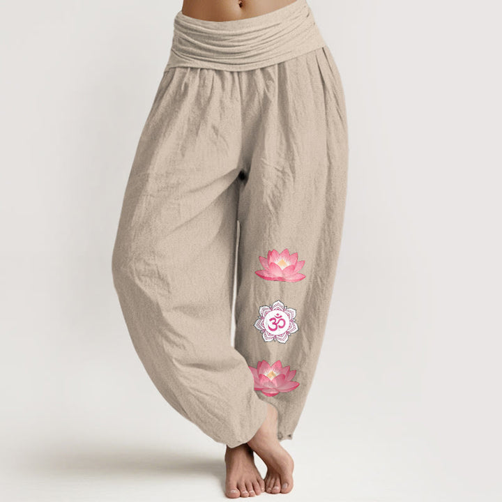 Buddha Stones Baumwoll-Haremshose mit Lotusblumenmuster und elastischem Bund für Damen - Bräunen - US16, UK/AU20, EU48 (3XL) - image 11